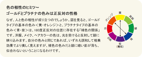 色の相性のヒミツ～ゴールドとプラチナの色みは正反対の性格