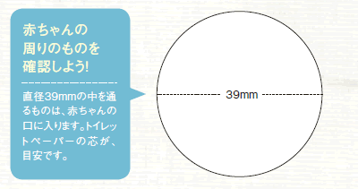 誤飲を防ぐには赤ちゃんの口 39mm に入る大きさの物を置かない 育児情報誌miku ミク