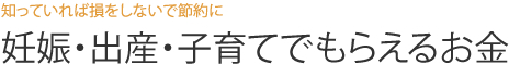 知っていれば損をしないで節約に  妊娠・出産・子育てでもらえるお金