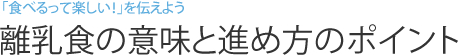 「食べるって楽しい！」を伝えよう 離乳食の意味と進め方のポイント