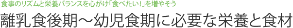 食事のリズムと栄養バランスを心がけ「食べたい！」を増やそう 離乳食後期～幼児食期に必要な栄養と食材