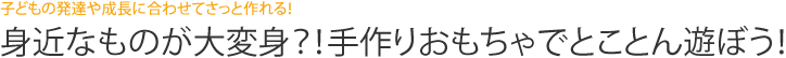 子どもの発達や成長に合わせてさっと作れる！身近なものが大変身？！手作りおもちゃでとことん遊ぼう！