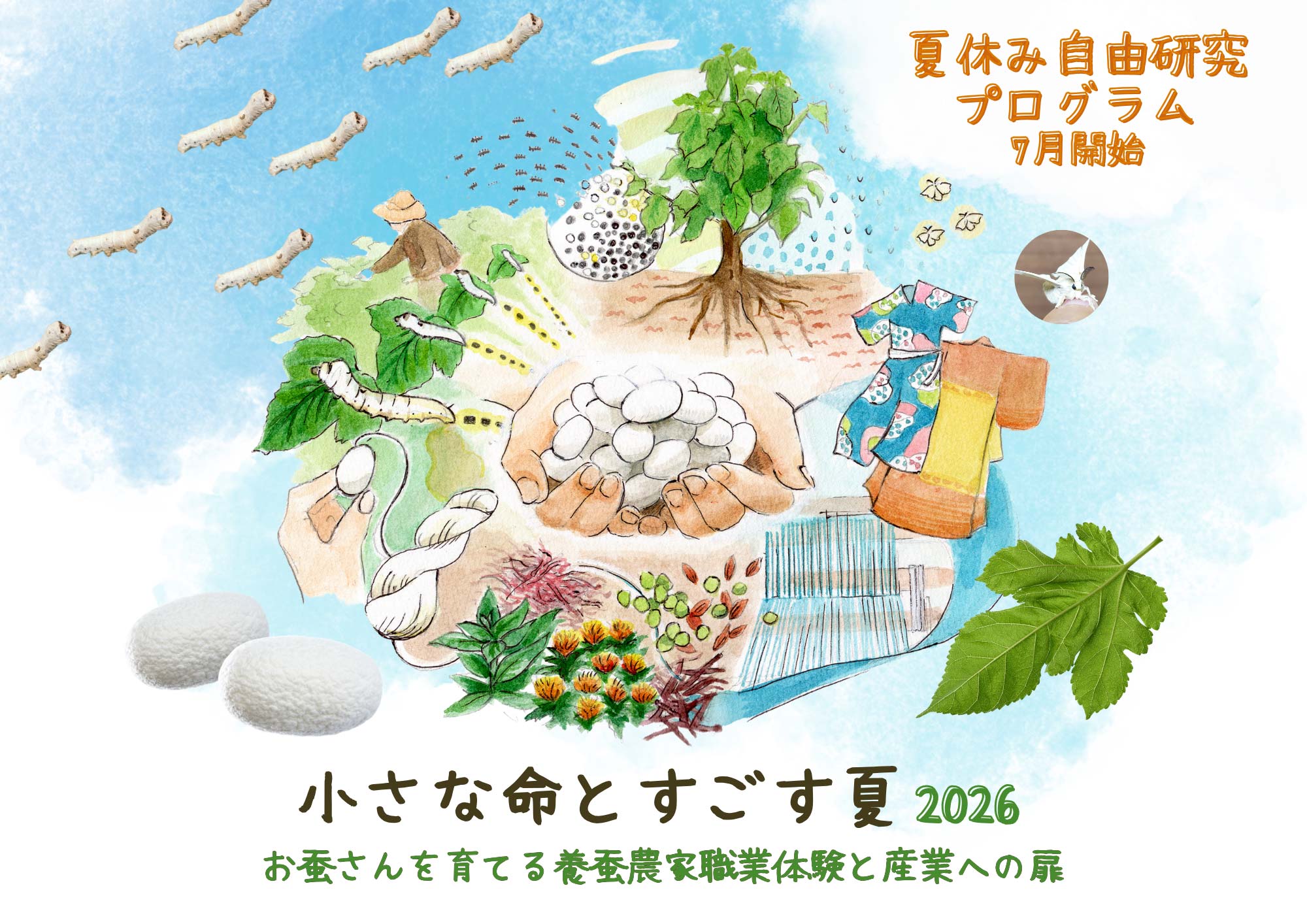 「小さな命とすごす夏2026~養蚕農家職業体験・産業への扉~」7月5日開始
